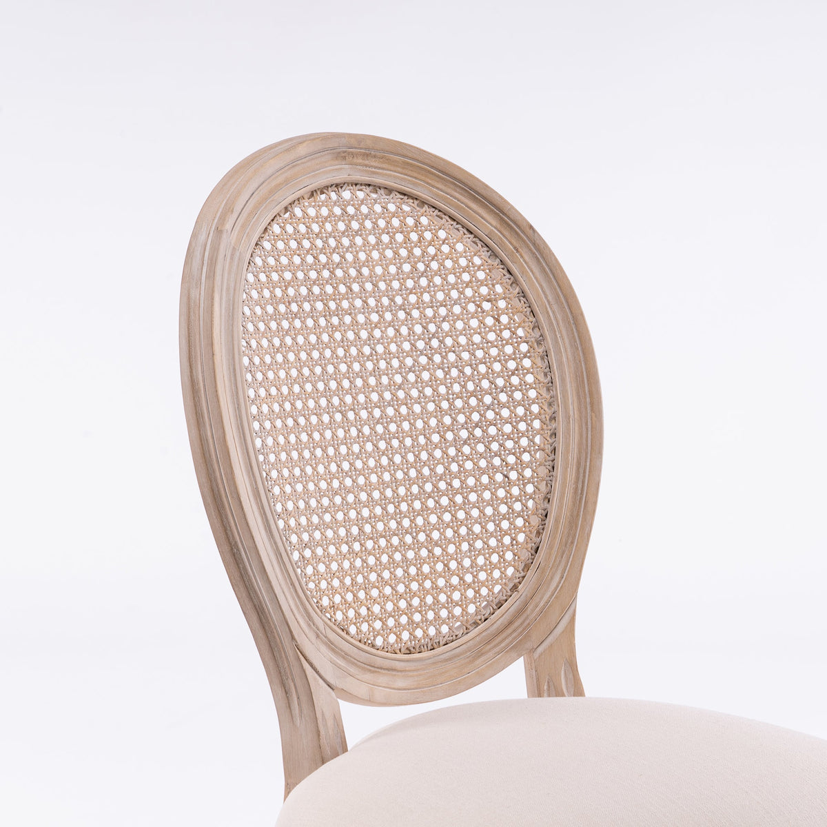 French-Style Dining Chairs Set of 2 with Rattan Back