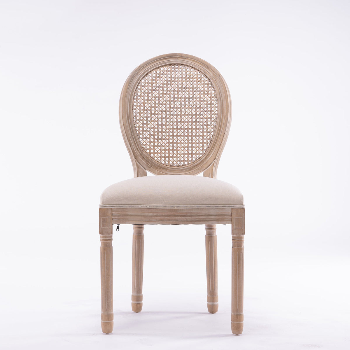 French-Style Dining Chairs Set of 2 with Rattan Back