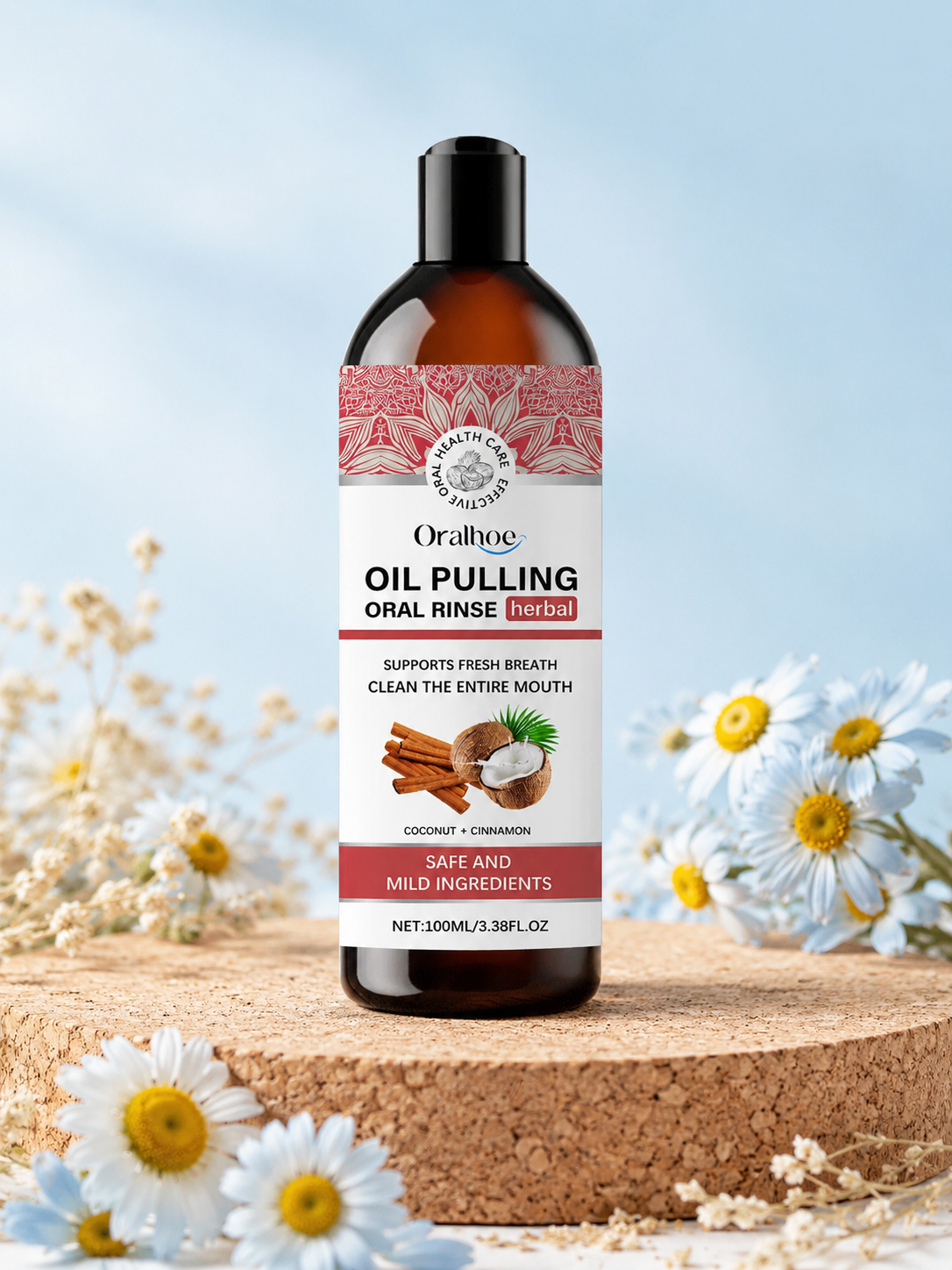 Herbal Oil Pulling Mouthwash – Fresh Breath & Tartar Removal
