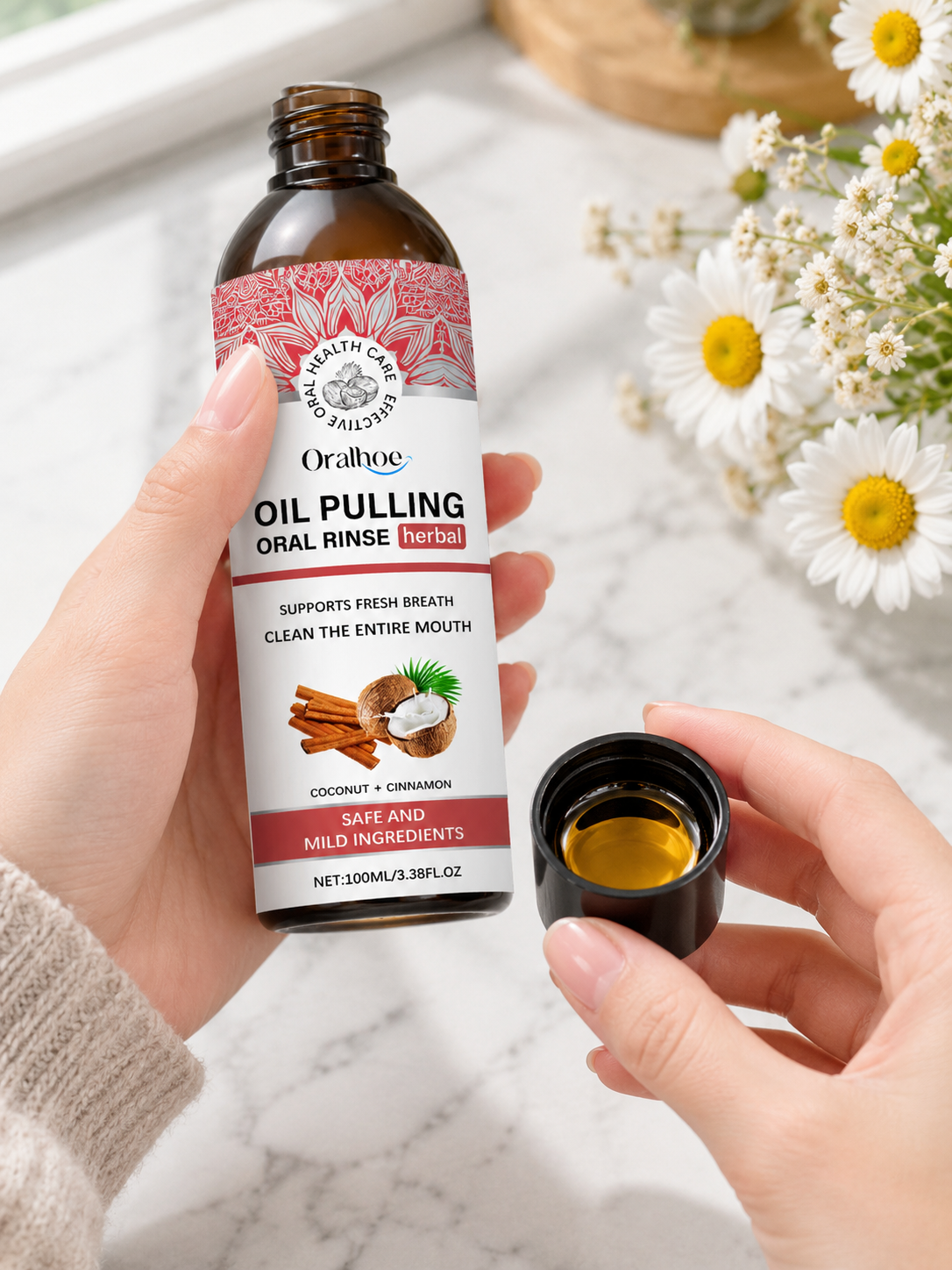 Herbal Oil Pulling Mouthwash – Fresh Breath & Tartar Removal