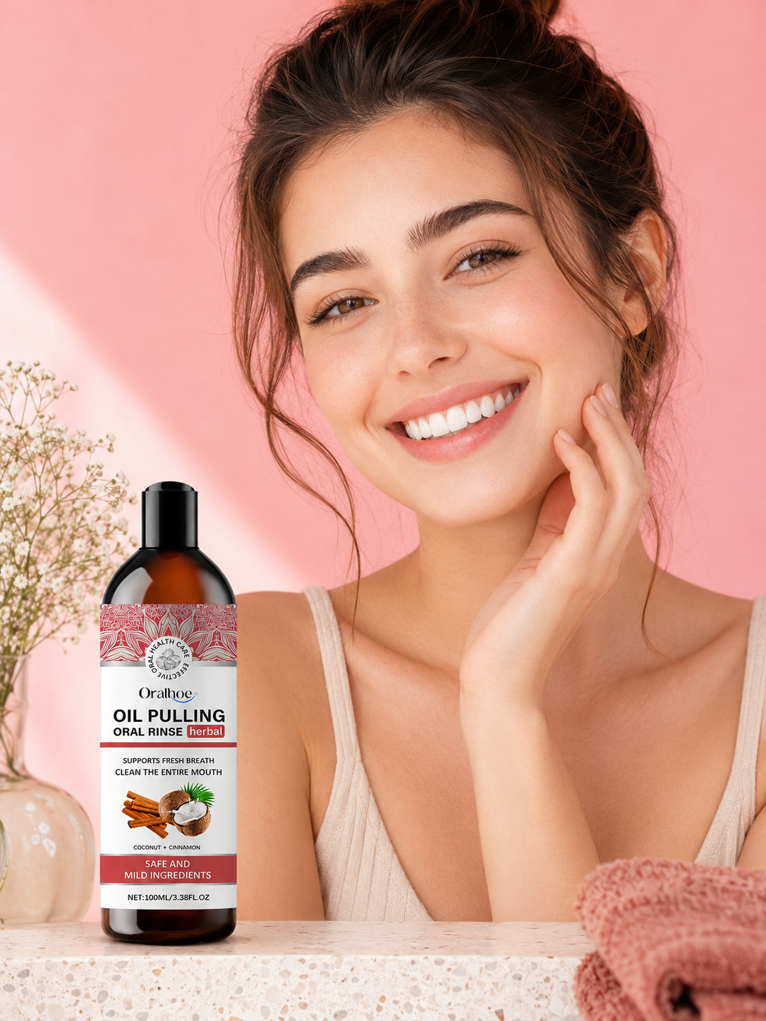 Herbal Oil Pulling Mouthwash – Fresh Breath & Tartar Removal
