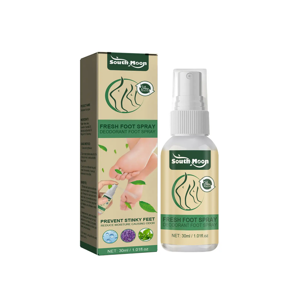 24-Hour Foot Odor Spray with Nano Silver & Essential Oils