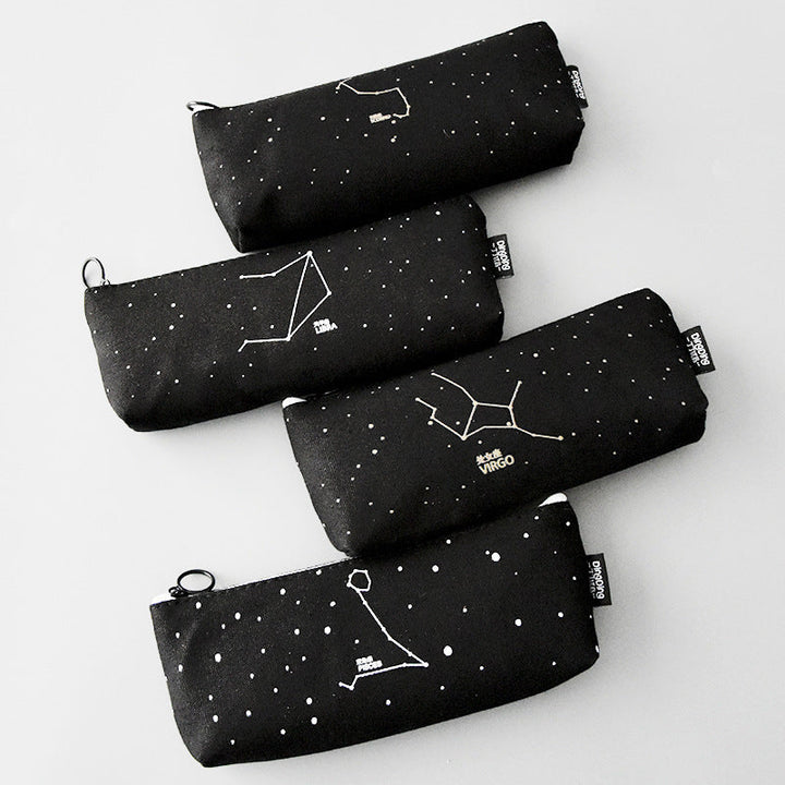 Constellation Pencil Bag with Gold Star Print for Students