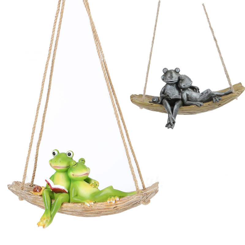 Frog Garden Decor Swing Couple Resin Garden Decoration