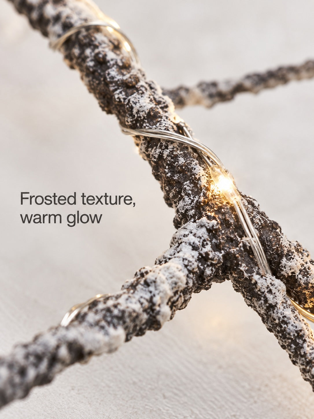 Frosted Branch Garland with Warm LED Lights for Mantels