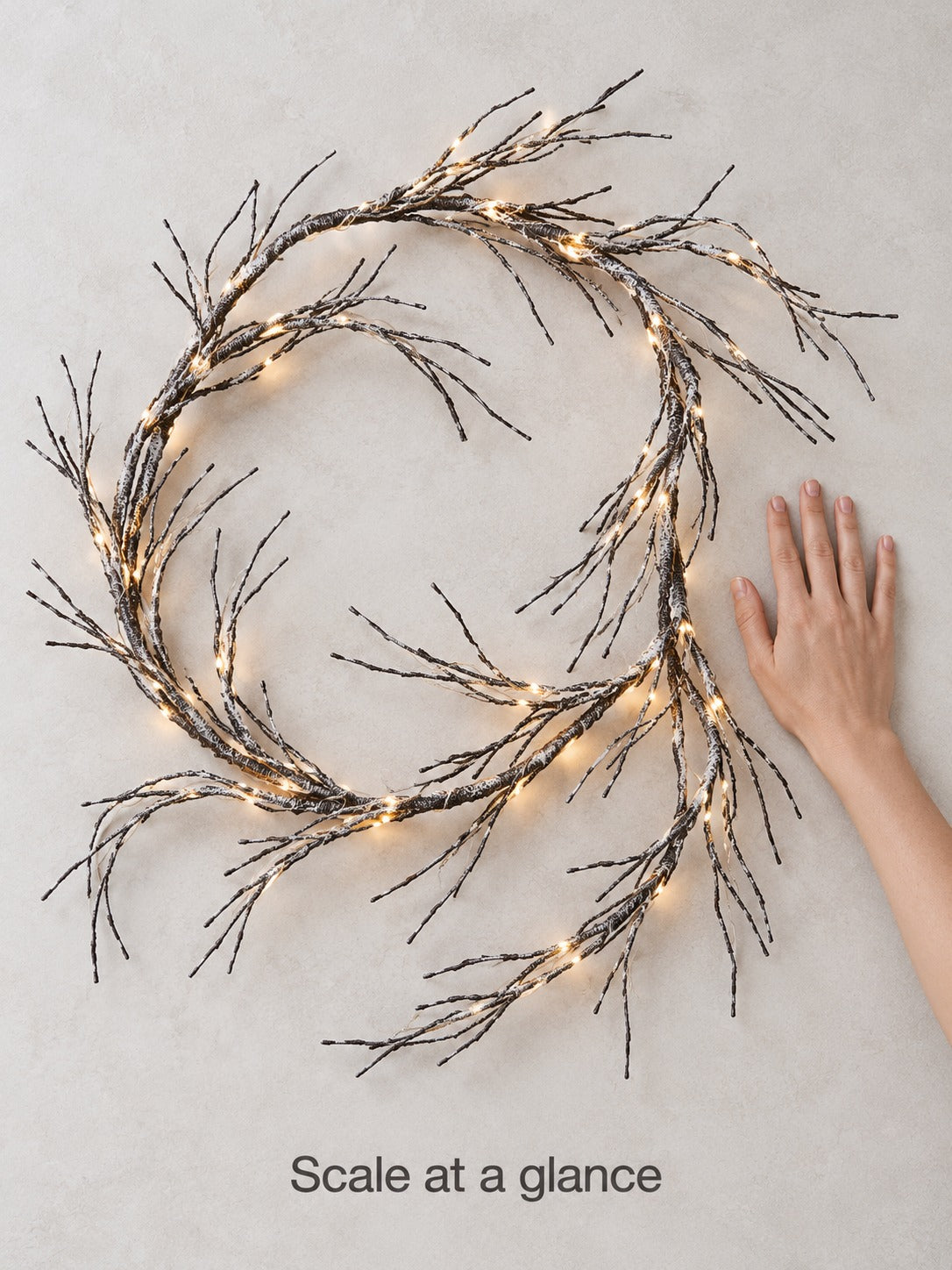 Frosted Branch Garland with Warm LED Lights for Mantels