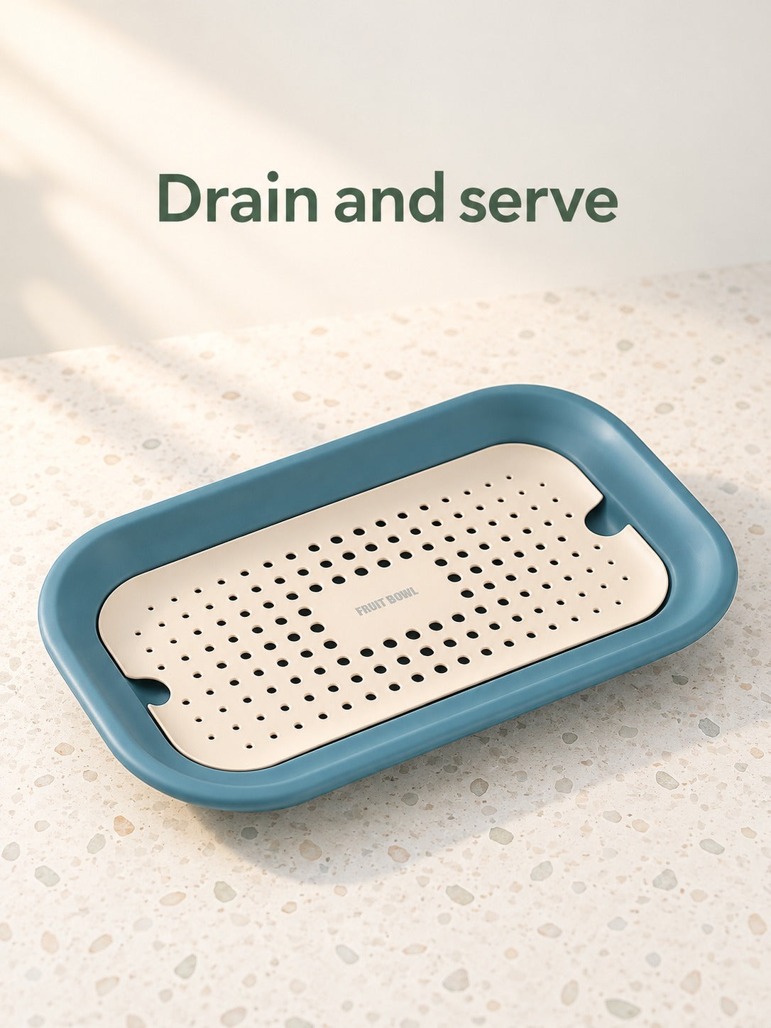 Fruit Tray with Drain Insert, Double Layer Nordic Serving