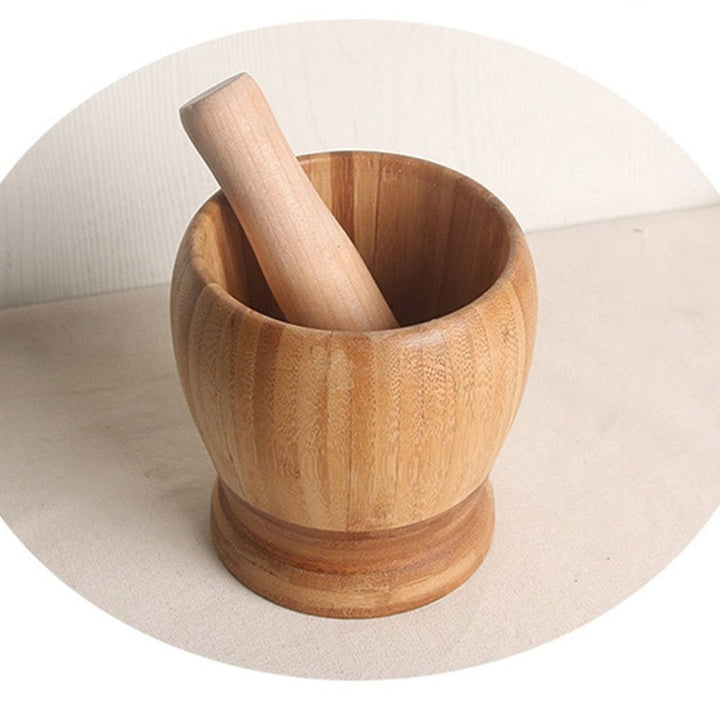 Bamboo Mortar and Pestle for Garlic, Ginger and Herbs