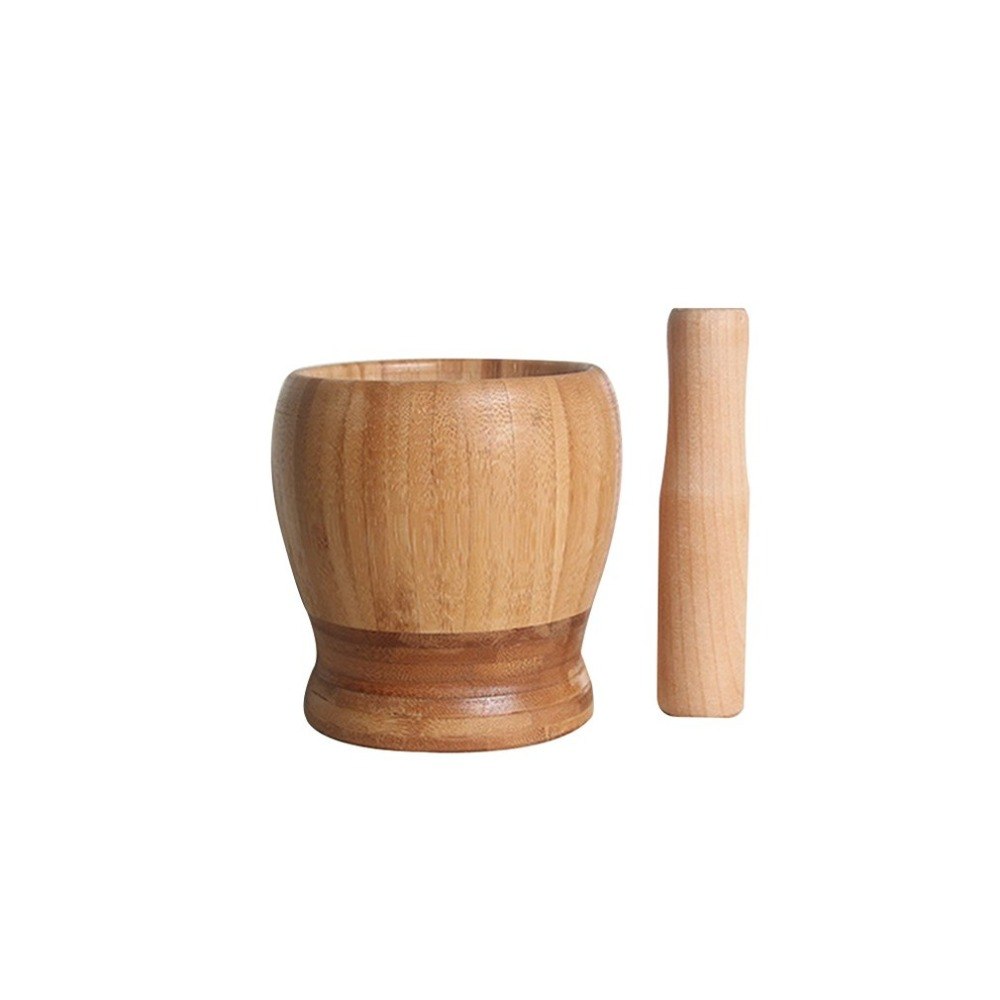 Bamboo Mortar and Pestle for Garlic, Ginger and Herbs