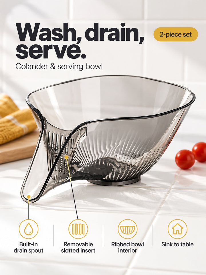 Fruit Vegetable Washing Colander and Serving Bowl Set