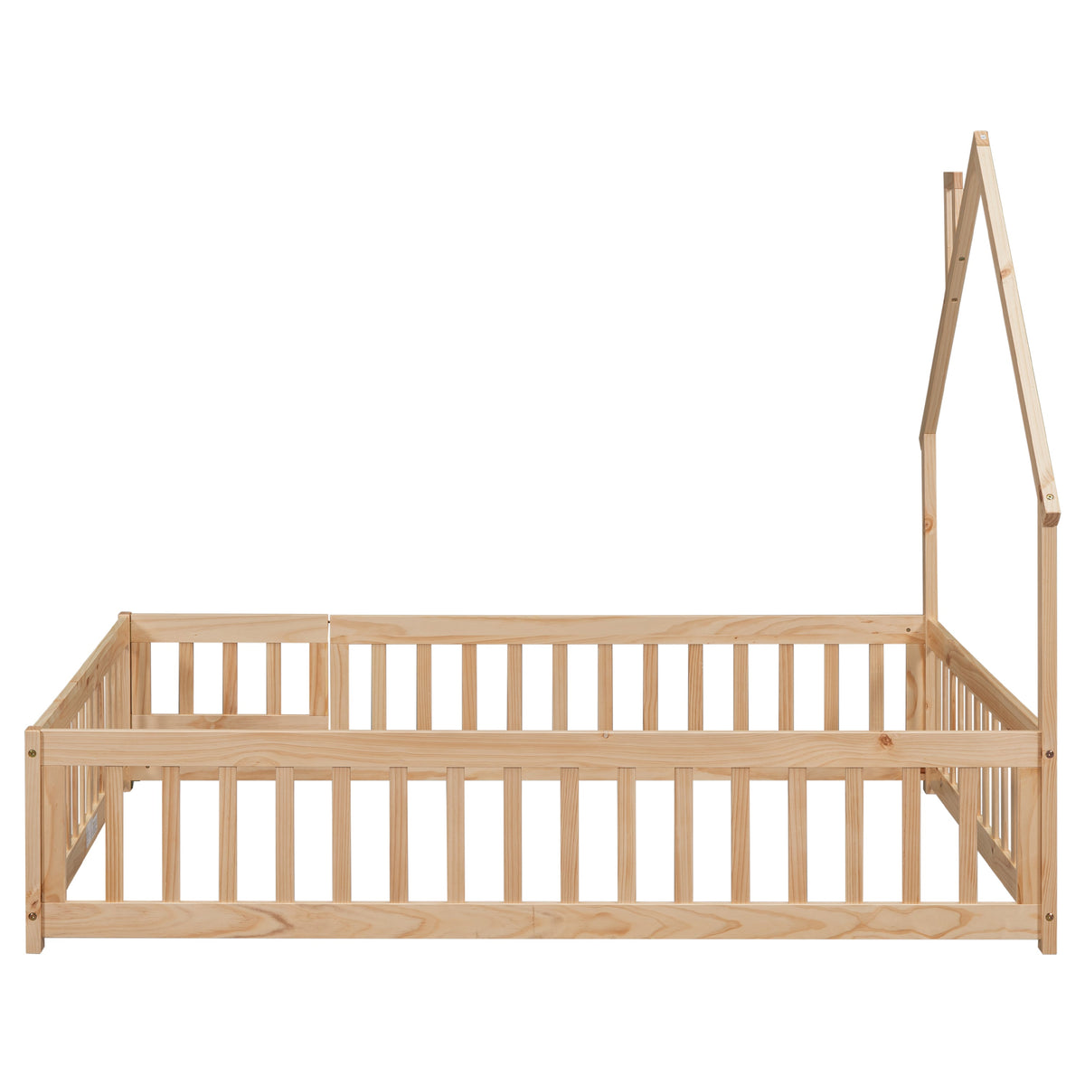 Full House Floor Bed for Toddlers, Solid Pine