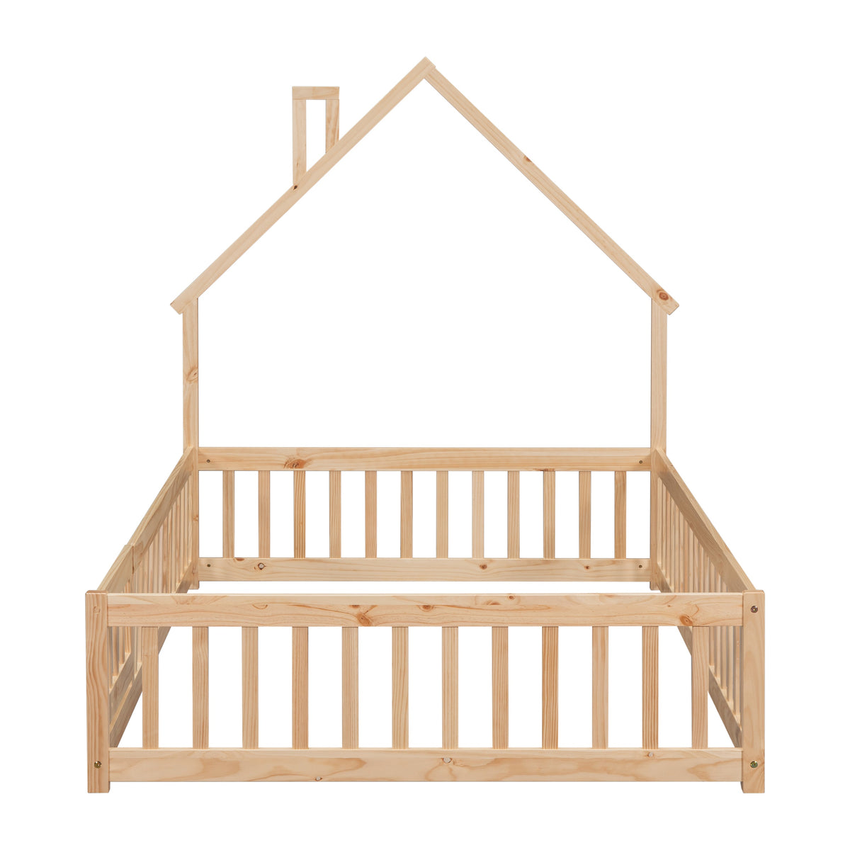Full House Floor Bed for Toddlers, Solid Pine