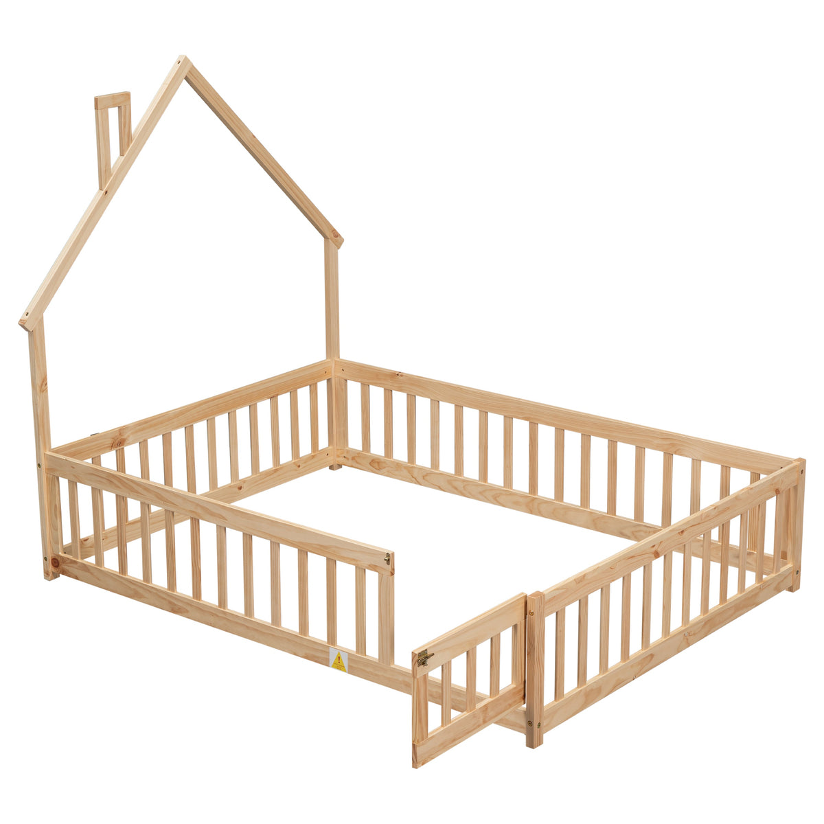 Full House Floor Bed for Toddlers, Solid Pine