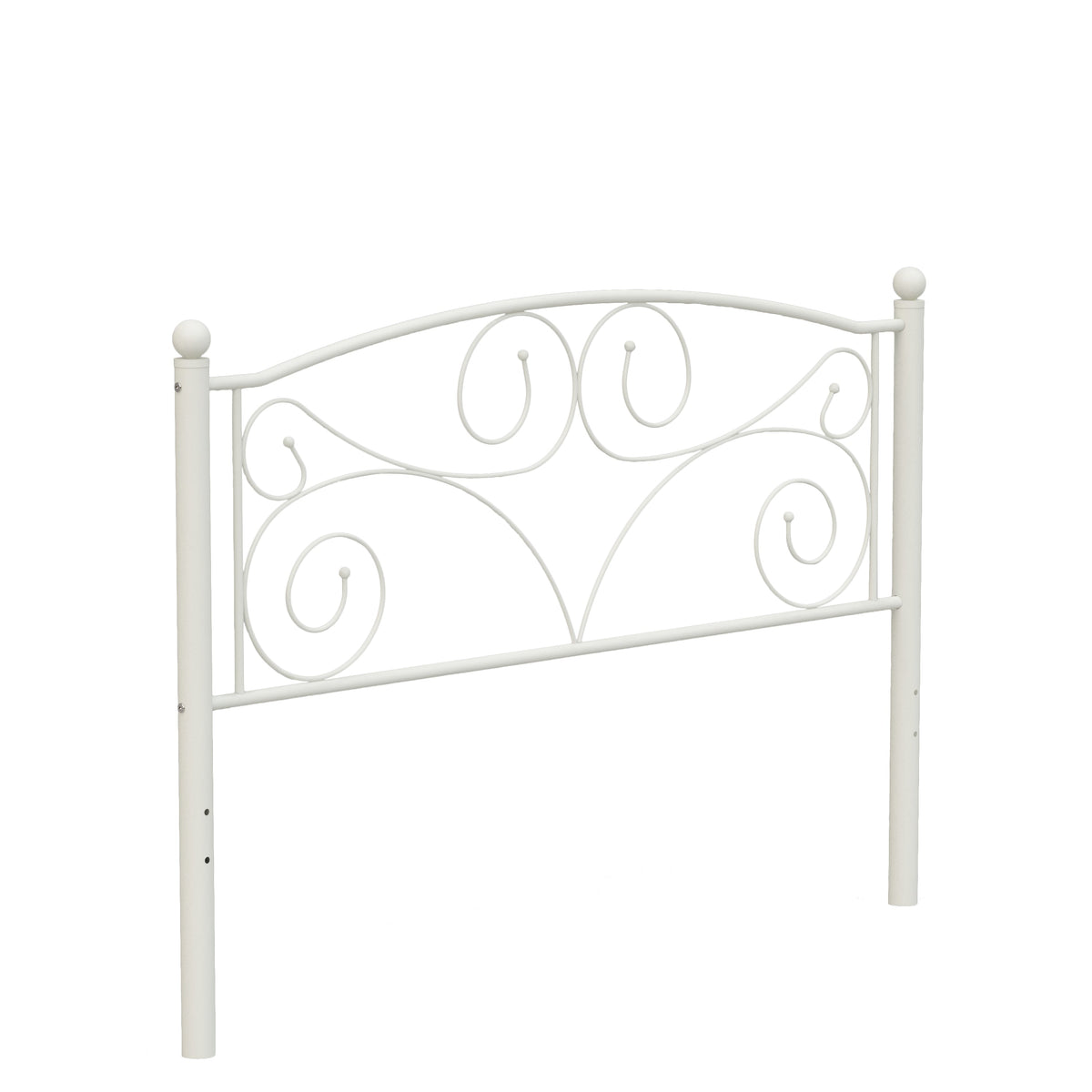 White Metal Bed Frame Full Size with Scrolled Headboard