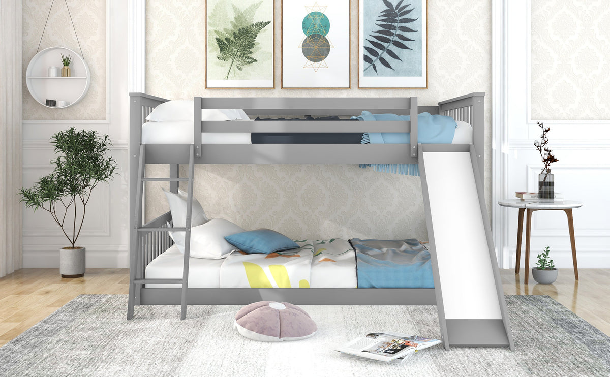 Full Over Full Bunk Bed with Slide for Shared Rooms