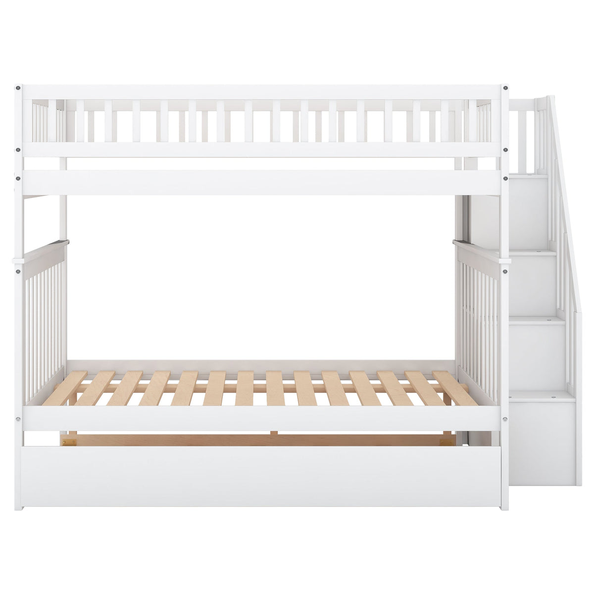 Full Over Full Bunk Bed with Trundle and Stairs