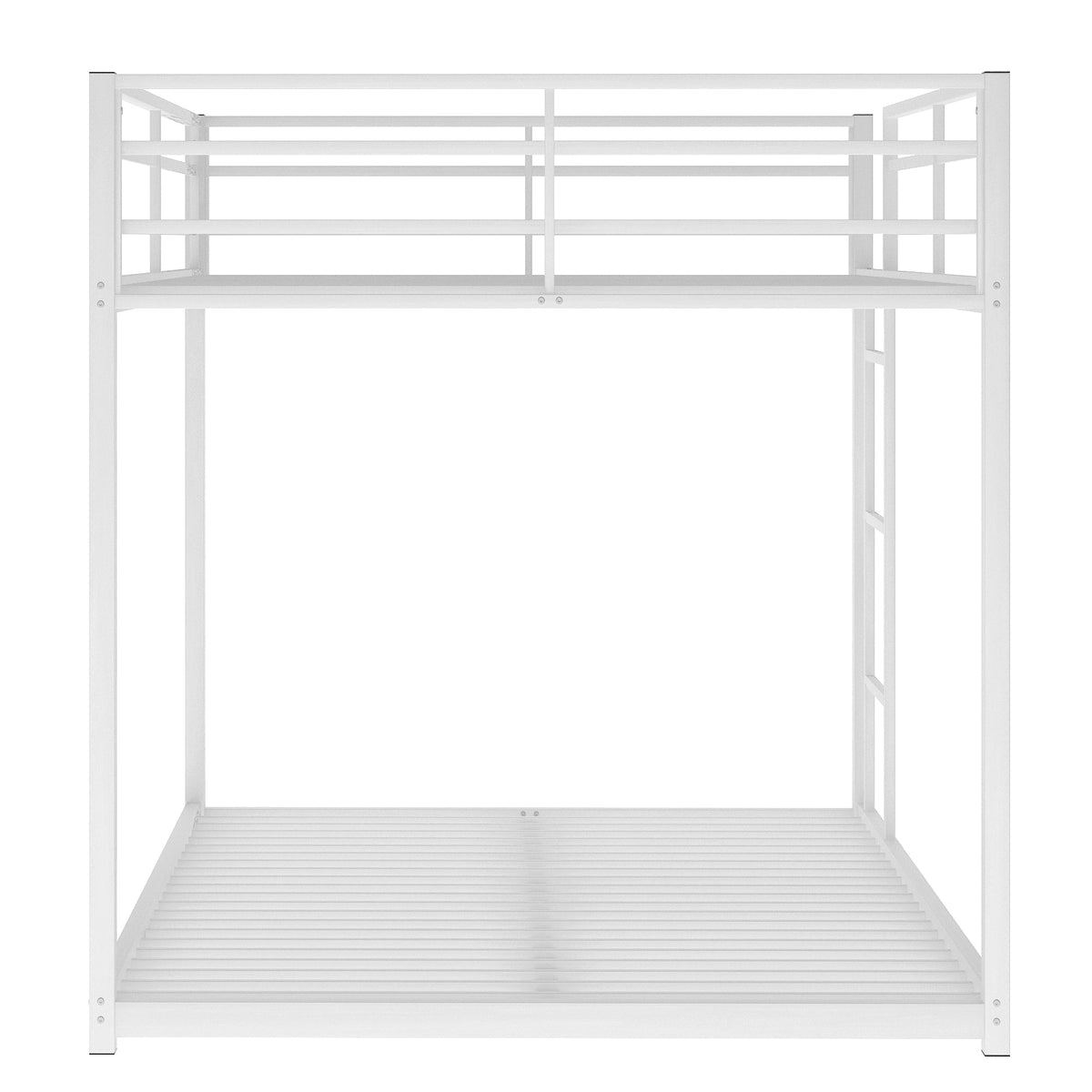 Full Over Full Metal Bunk Bed with Ladder and Guardrails