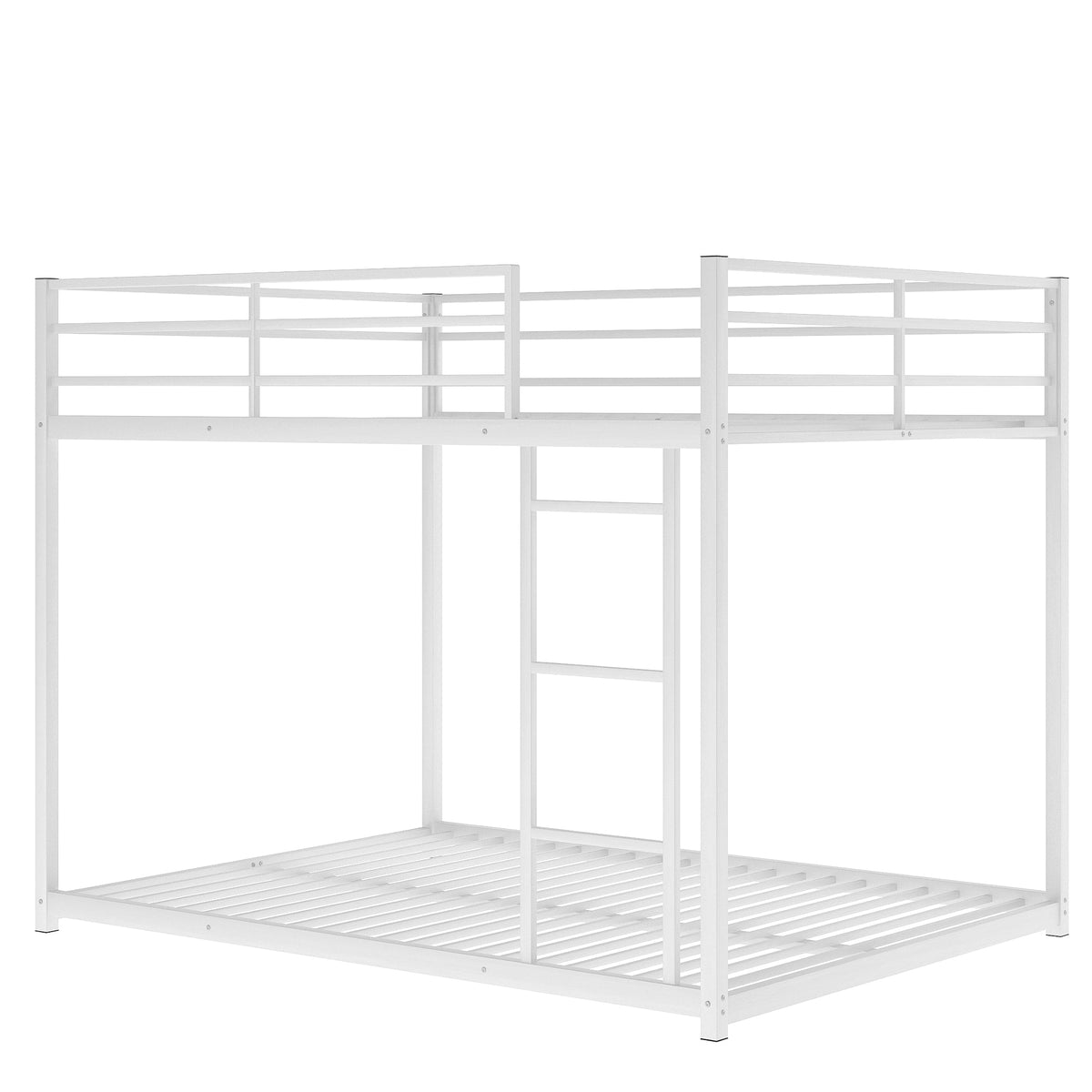 Full Over Full Metal Bunk Bed with Ladder and Guardrails