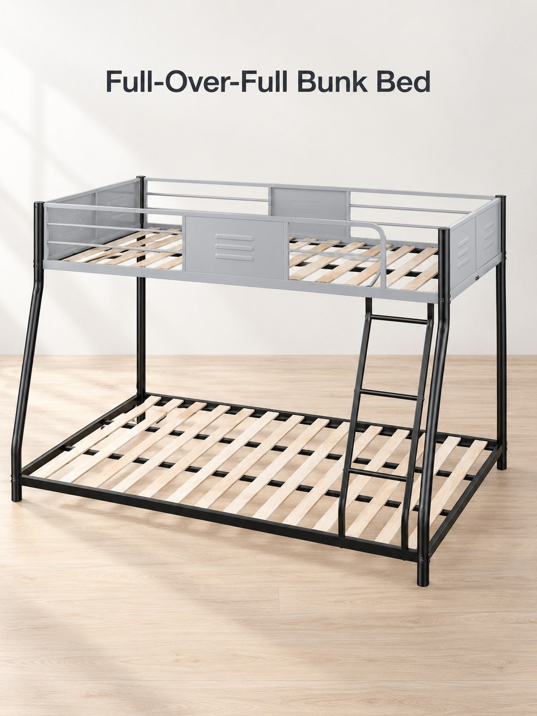Full-Over-Full Metal Bunk Bed with Safety Guardrails
