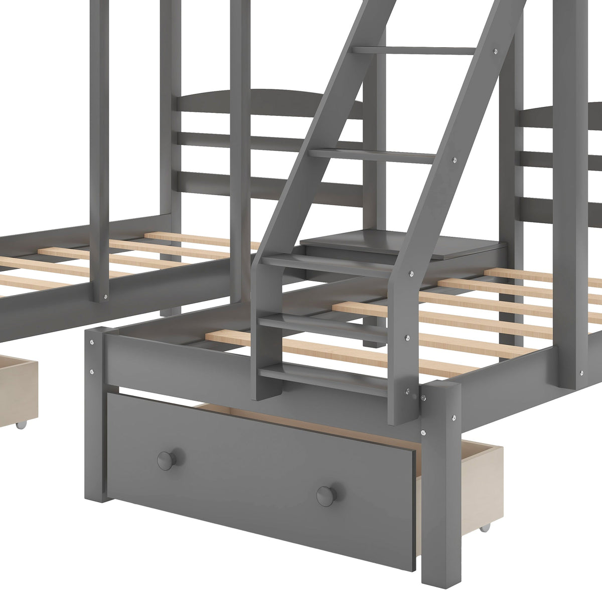 Full Over Twin Bunk Bed with Drawers for Kids