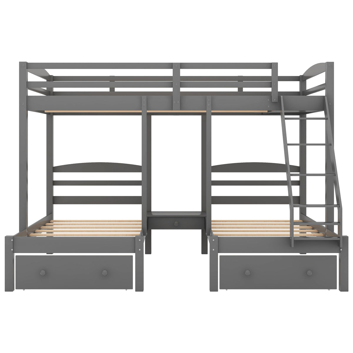 Full Over Twin Bunk Bed with Drawers for Kids