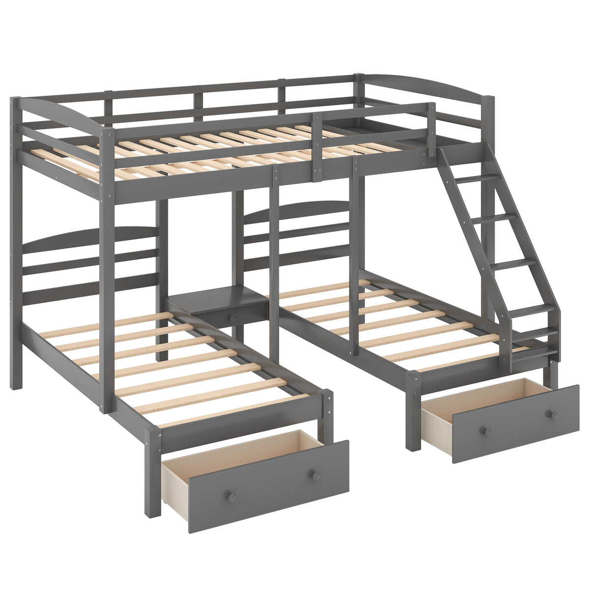 Full Over Twin Bunk Bed with Drawers for Kids