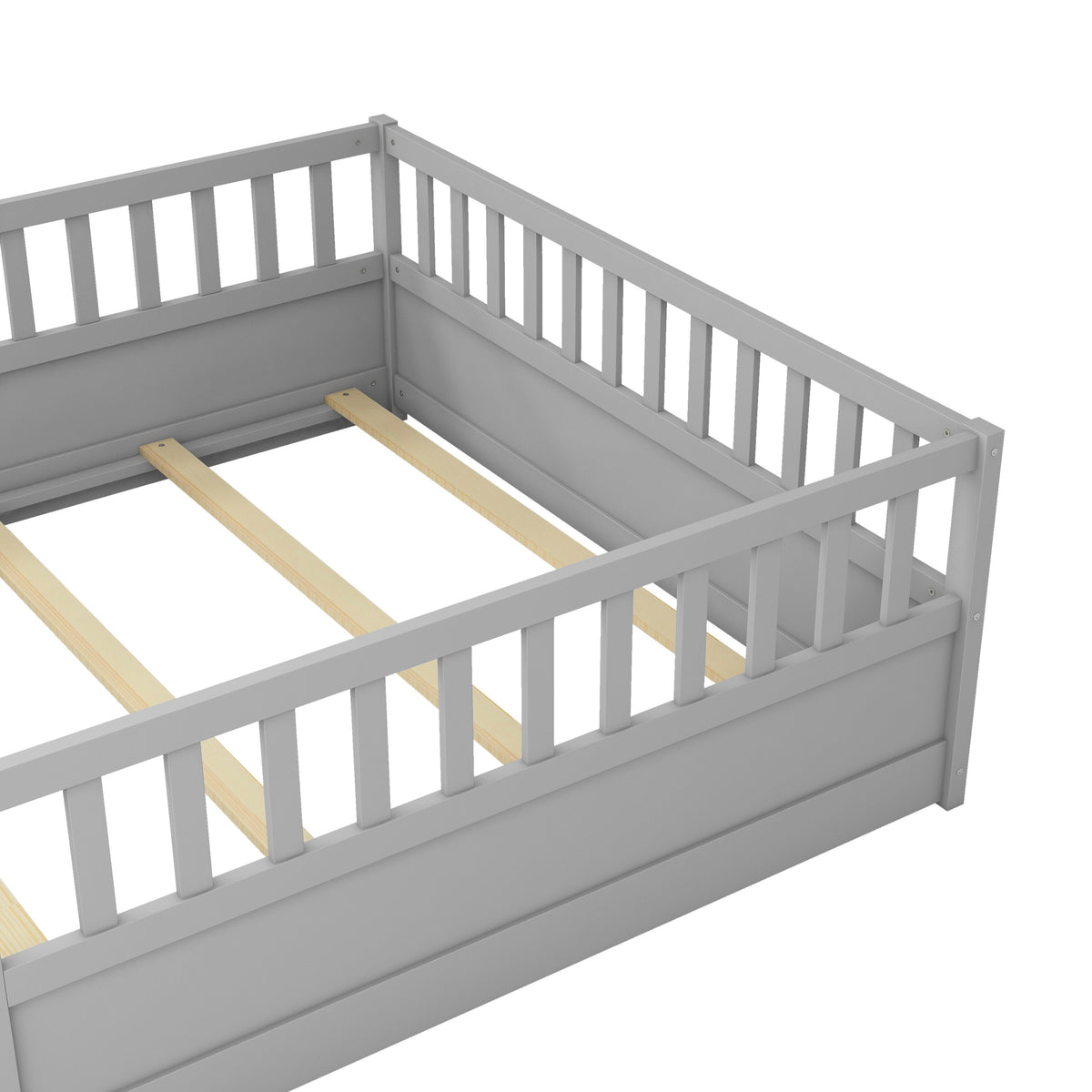 Full Size Montessori Floor Bed with Safety Guard Rails