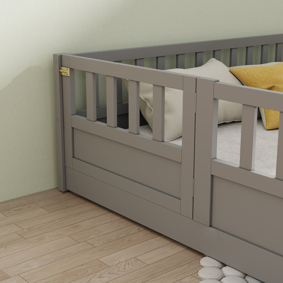 Full Size Montessori Floor Bed with Safety Guard Rails