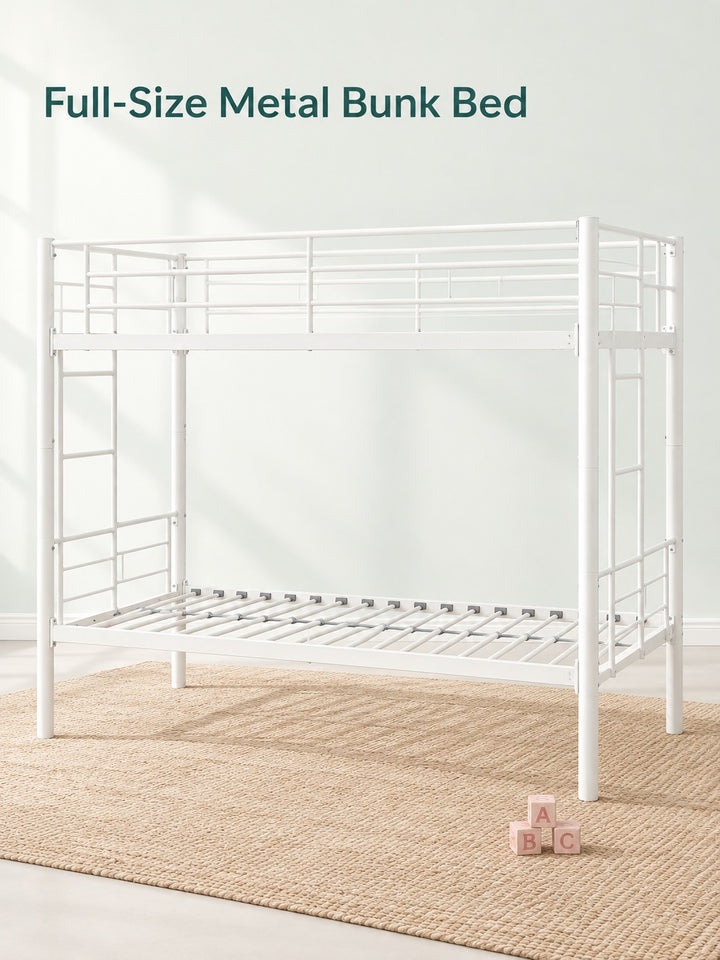 Full-Size Metal Bunk Beds with Guardrails & Ladders