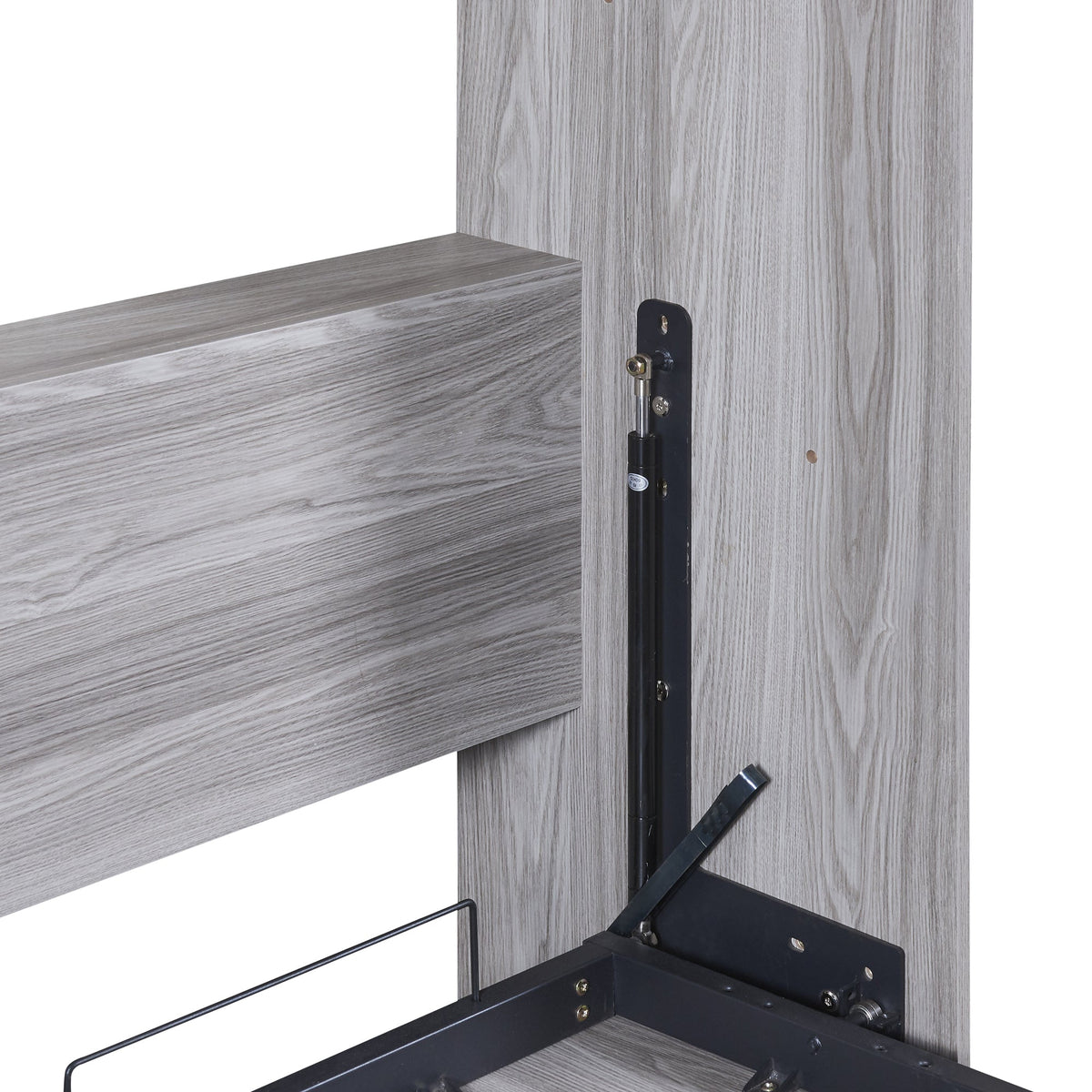 Full Size Murphy Bed Cabinet, Fold-Away Grey Wardrobe