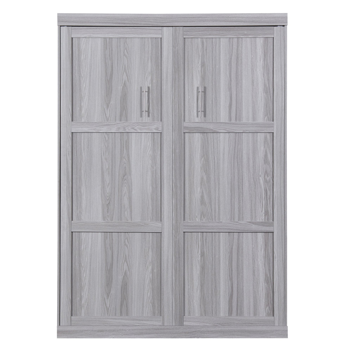 Full Size Murphy Bed Cabinet, Fold-Away Grey Wardrobe