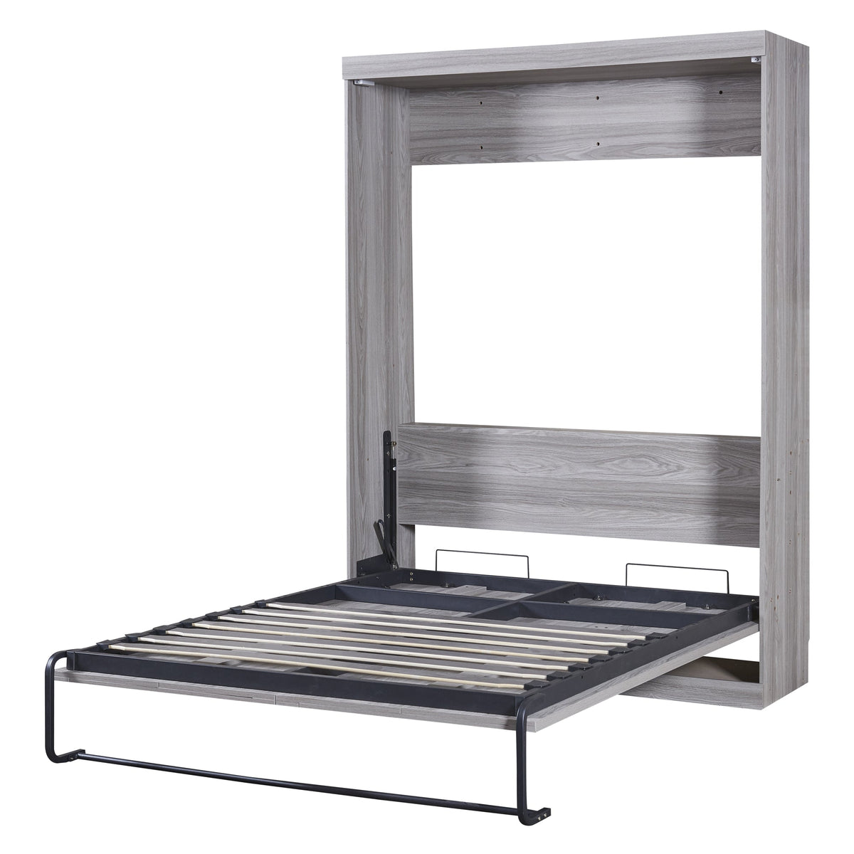 Full Size Murphy Bed Cabinet, Fold-Away Grey Wardrobe