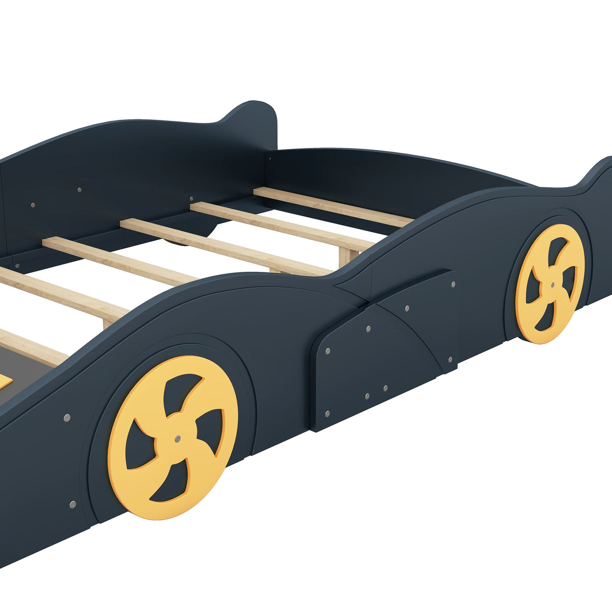 Kids Full Size Race Car Bed with Wheels and Storage