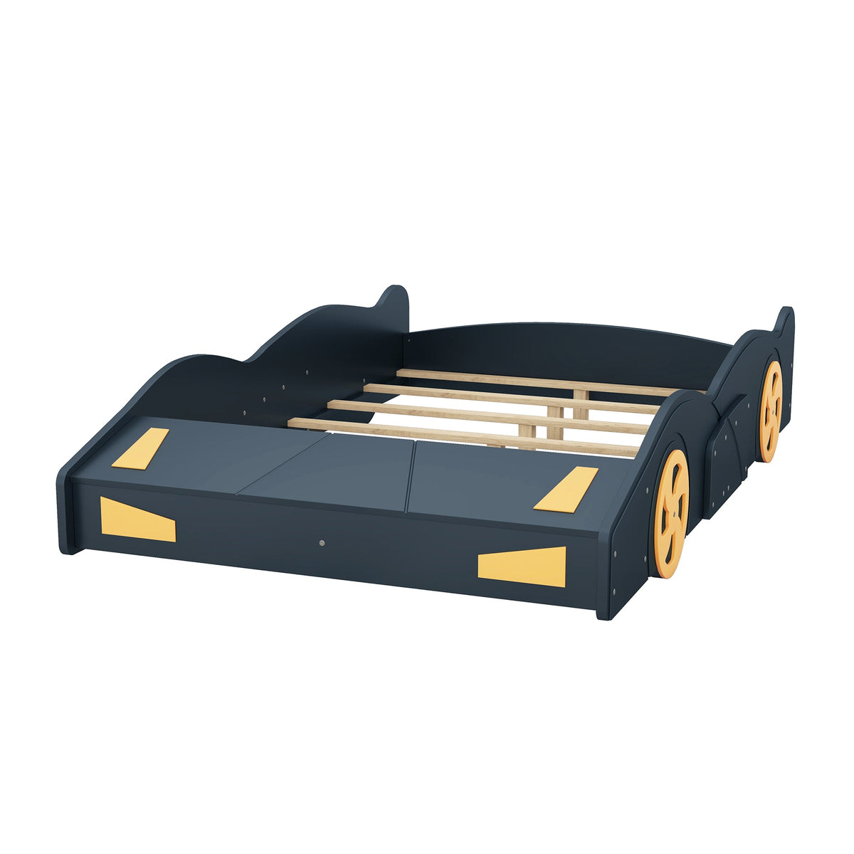 Kids Full Size Race Car Bed with Wheels and Storage