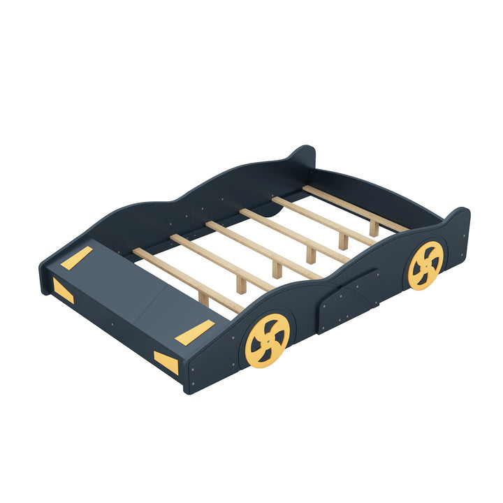 Kids Full Size Race Car Bed with Wheels and Storage
