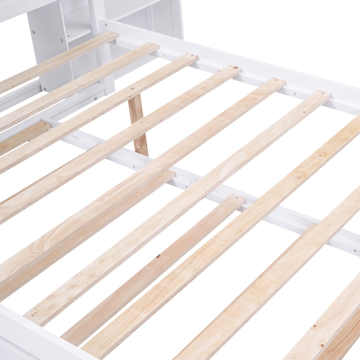Full Size Platform Bed with Bookcase Headboard & Trundle