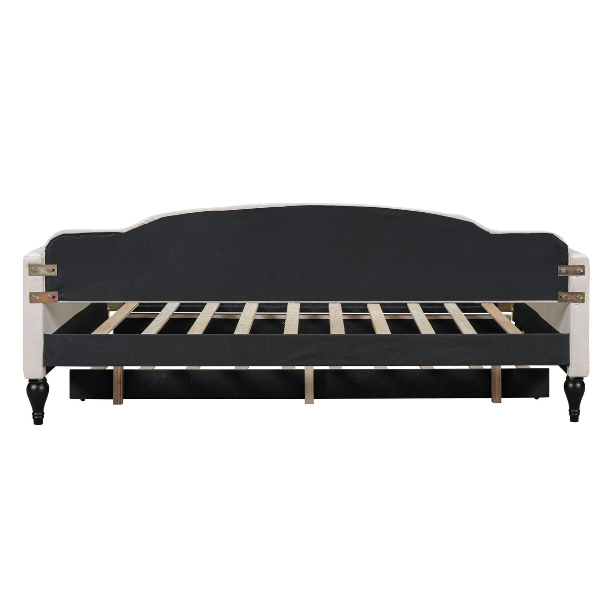 Full Size Tufted Daybed with Twin Trundle, Beige Linen