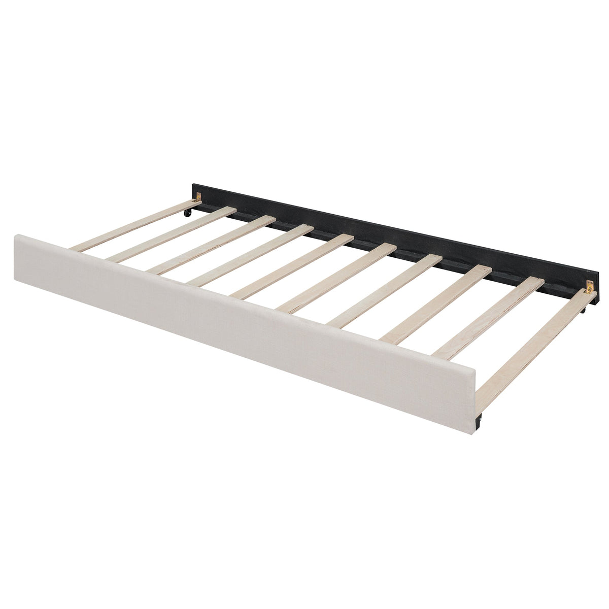 Full Size Tufted Daybed with Twin Trundle, Beige Linen