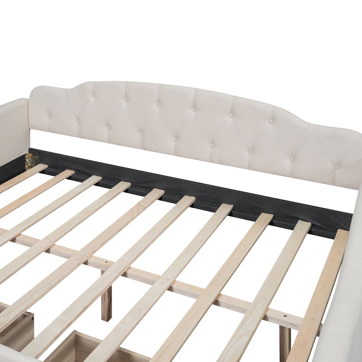 Full Size Tufted Daybed with Storage Drawers, Beige