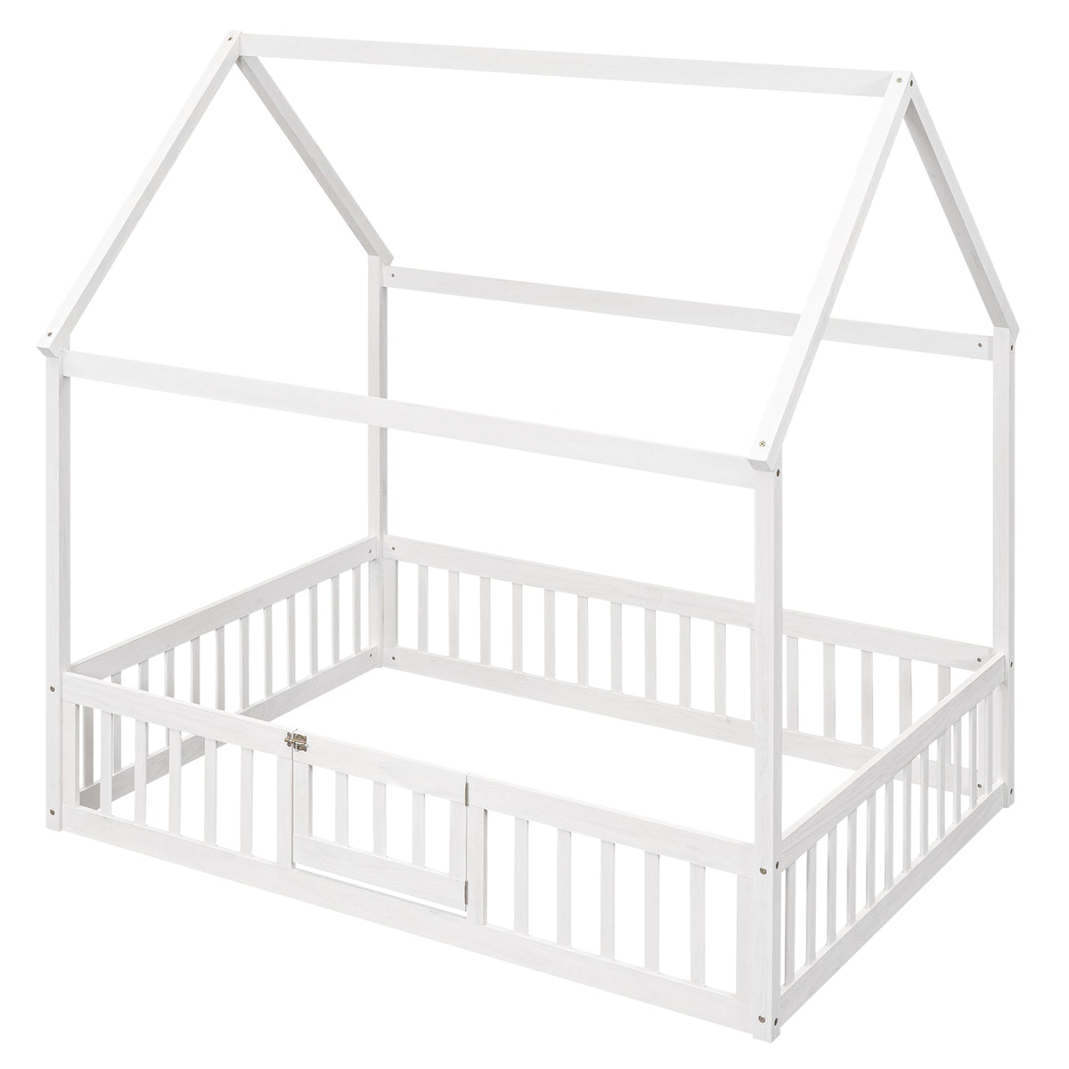Full Size House Bed with Guard Rails and Gate