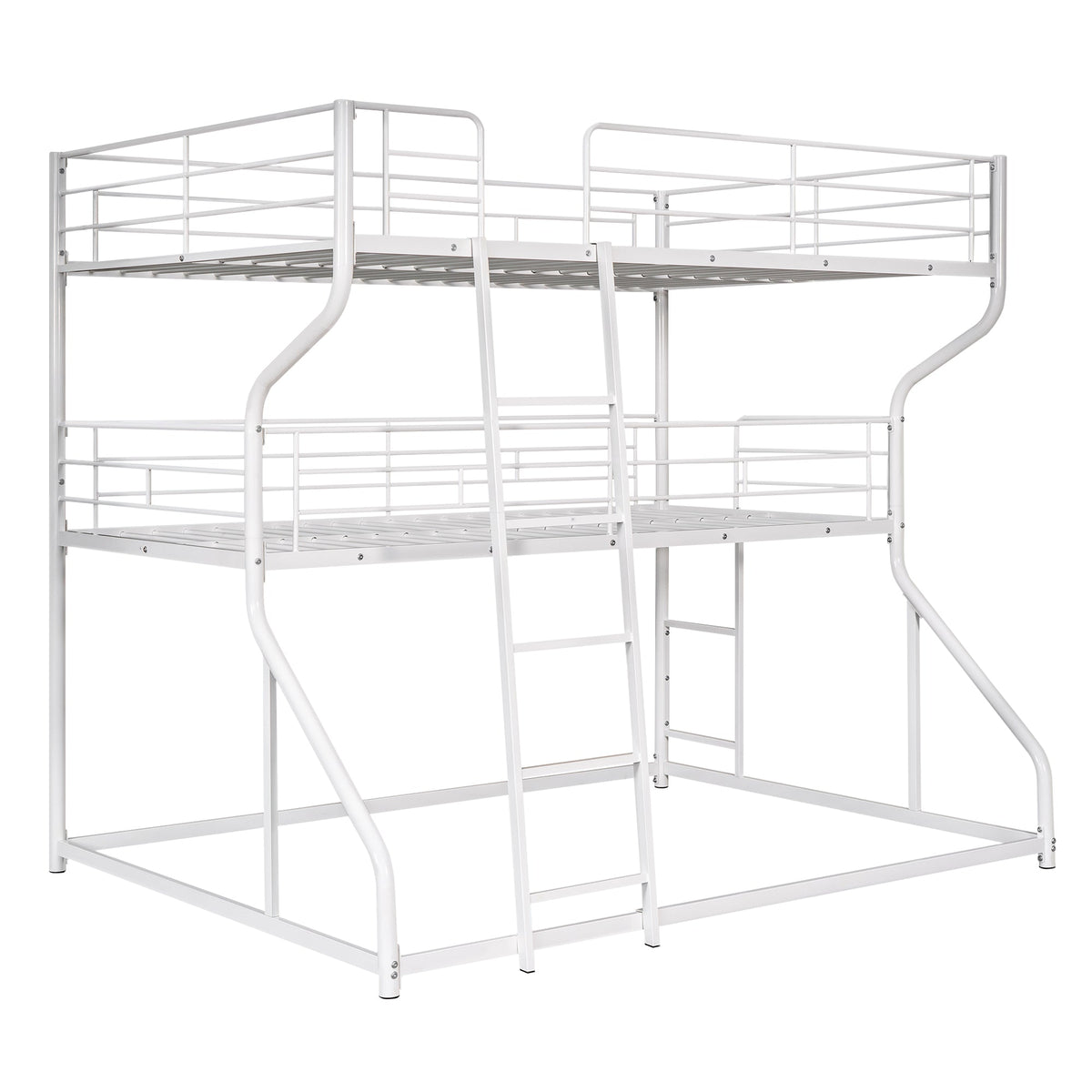 Triple Bunk Bed for Three Sleepers, White Metal Frame
