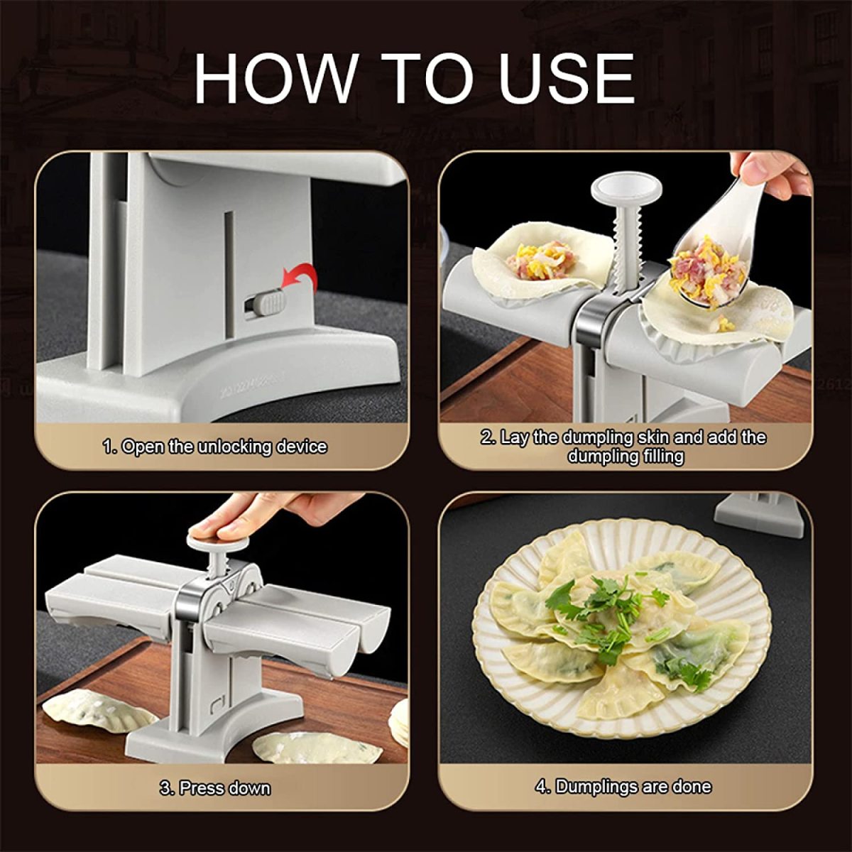 Dumpling Press Machine With Pleated Pinch Edge Molds
