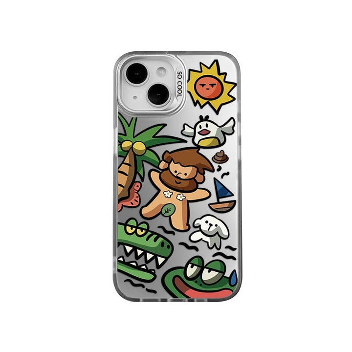 Cartoon Island iPhone 14 Plus Case, Frosted Anti-Drop