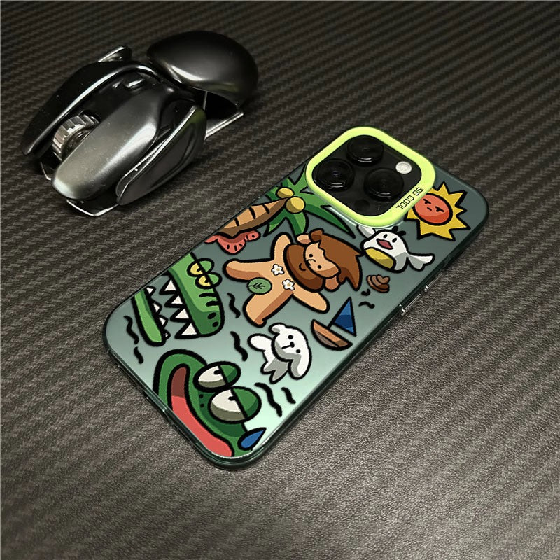 Cartoon Island iPhone 14 Plus Case, Frosted Anti-Drop
