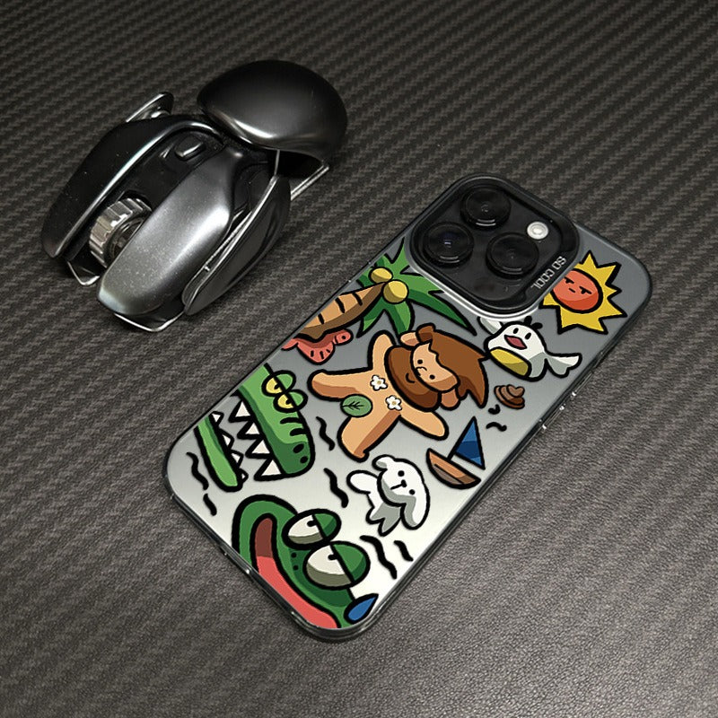 Cartoon Island iPhone 14 Plus Case, Frosted Anti-Drop