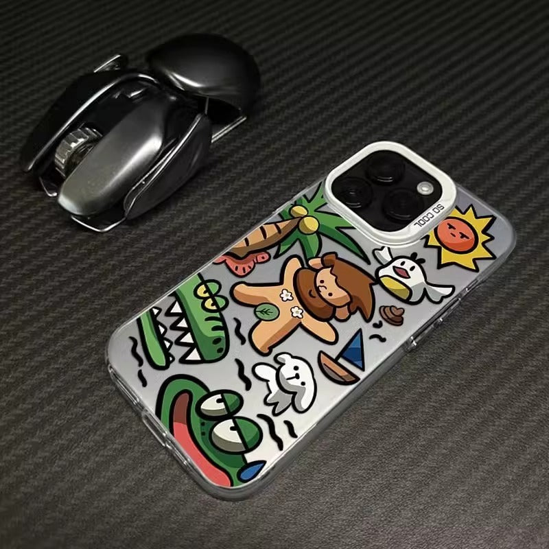 Cartoon Island iPhone 14 Plus Case, Frosted Anti-Drop