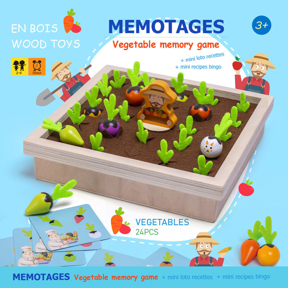 Wooden Vegetable Memory Game for Screen-Free Learning