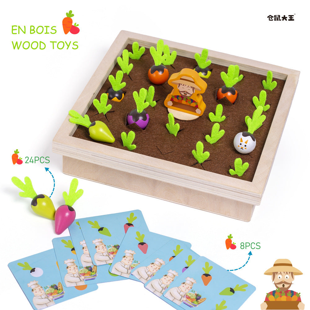Wooden Vegetable Memory Game for Screen-Free Learning