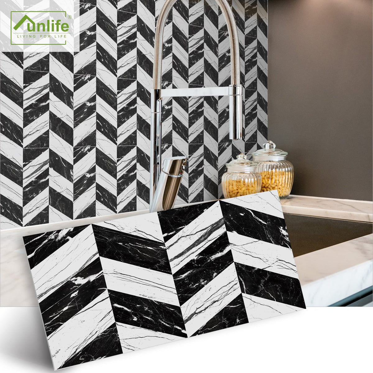 Marble-Look PVC Backsplash Stickers for Easy Makeovers