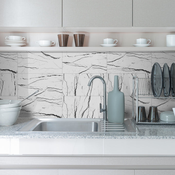 Peel-and-Stick Marble Wall Tiles for Waterproof Style